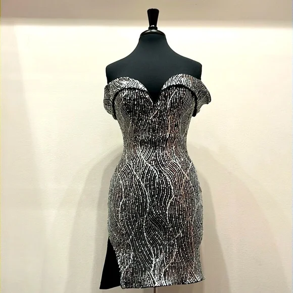 Dresses | Off Shoulder Contrast Sequin Mini Dress | Poshmark